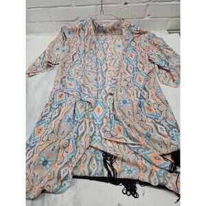 LULAROE Monroe Duster Kimono Fringe Size Small Beach Pool Cover-Up